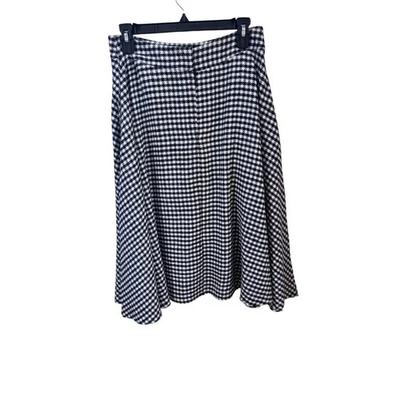 Unique Vintage Houndstooth A-Line Skirt With Side Pockets - Picture 3 of 9